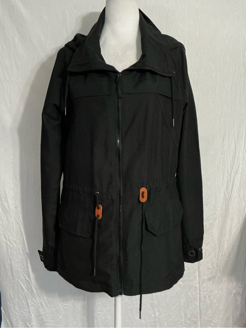 Pulse Black Utility Anorak Jacket with Orange Toggles